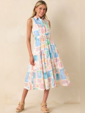Prosperina Cara Cotton Midi Dress NWT snd Belt Size Small